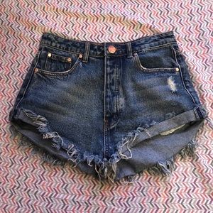 High waisted jean shorts